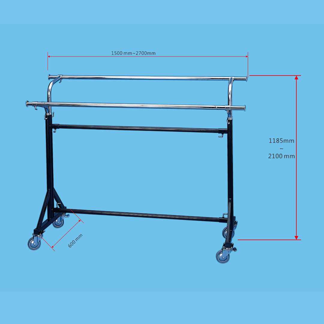 Double Heavy Duty Garment Rack Black+ Chrome TAIWAN  - ST-2017