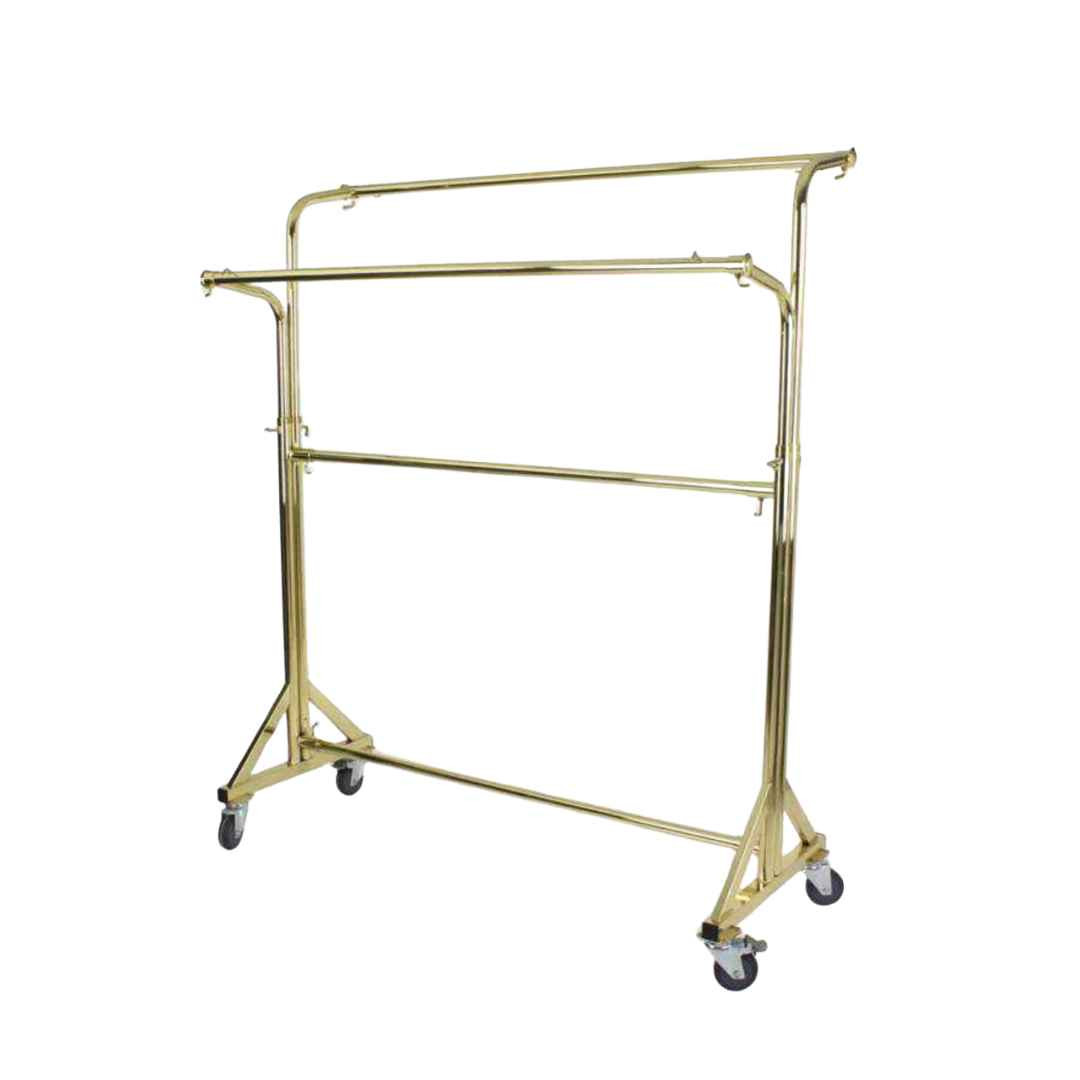 Double Bar Heavy Duty Garment Rack Gold TAIWAN -   ST-2017GD