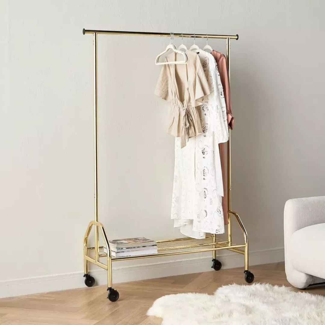 Garment Rack 120cm with Shelf Gold TAIWAN - ST-735GD