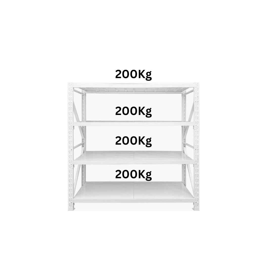 Storage Rack 200Kg Weight Capacity Per Layer Pure White with 4 Level-SRPW