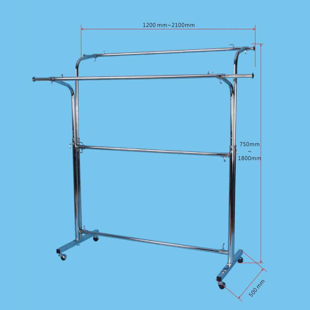 Double Bar Garment Rack Full Chrome Taiwan - KY-105C