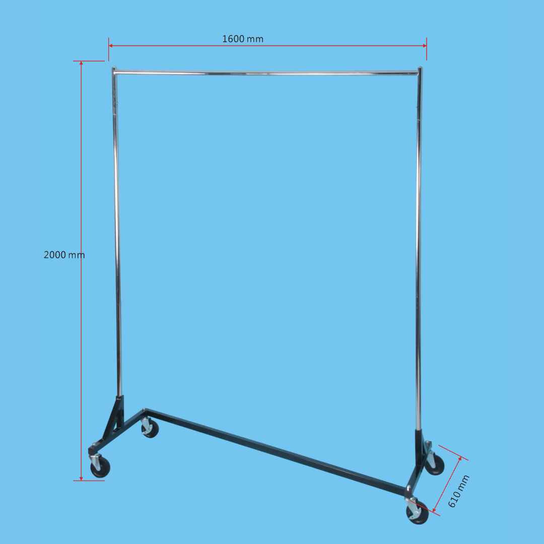 Z Type Garment Rack L.160cm Black + Chrome TAIWAN - Z-1088