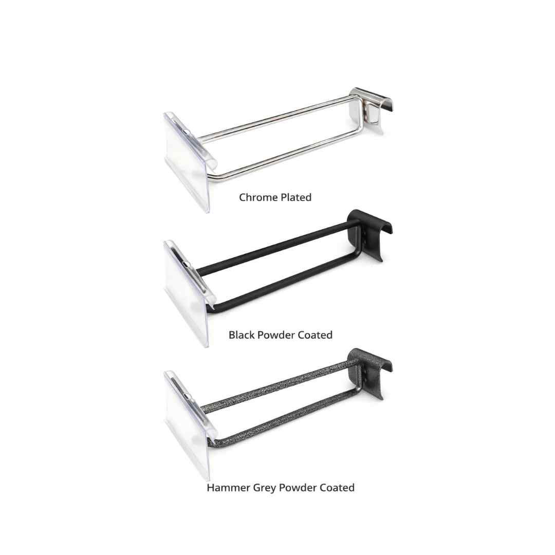 Oval Pipe Tag Hooks with Plastic Clear Tag  Black/ Chrome / Hammer Grey  - UTH
