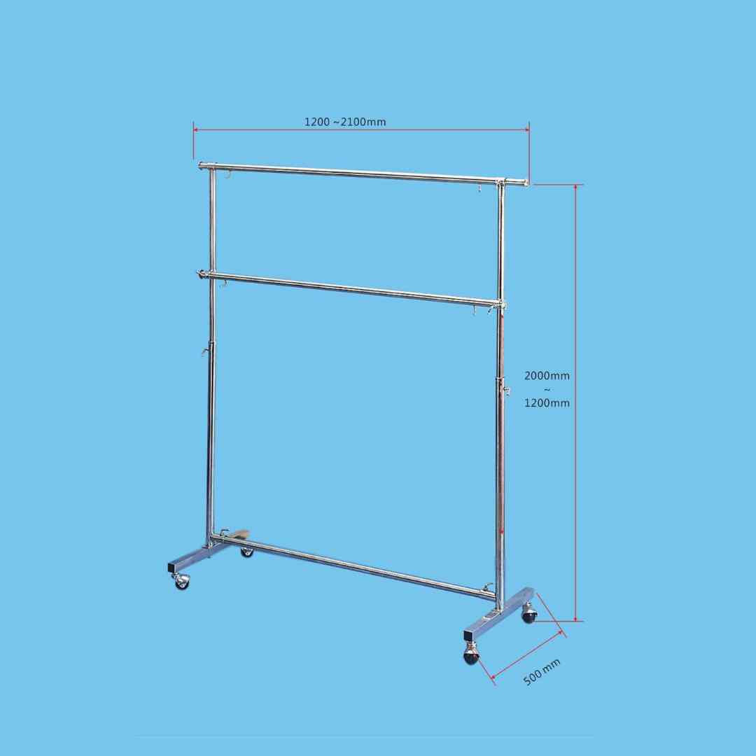 Garment Rack 120cm Double Full Chrome TAIWAN- KY-133-1C