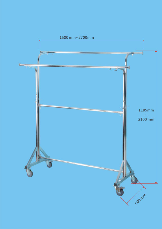 Double Bar Heavy Duty Garment Rack Chrome TAIWAN -  ST-2017C