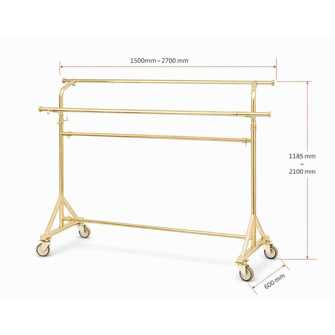 Double Bar Heavy Duty Garment Rack Gold supplier in Dubai, UAE - AHD Display